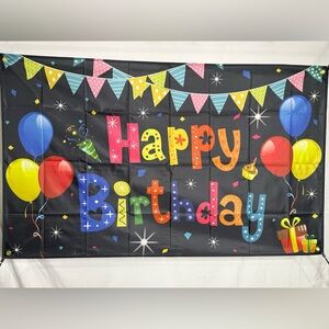 Happy Birthday Backdrop Banner 5x3Ft. (Polyester)